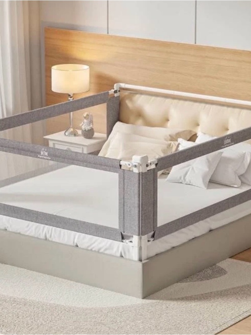 Gray Bed Safety Rail Enclosure - Breathable Mesh Bed Guard